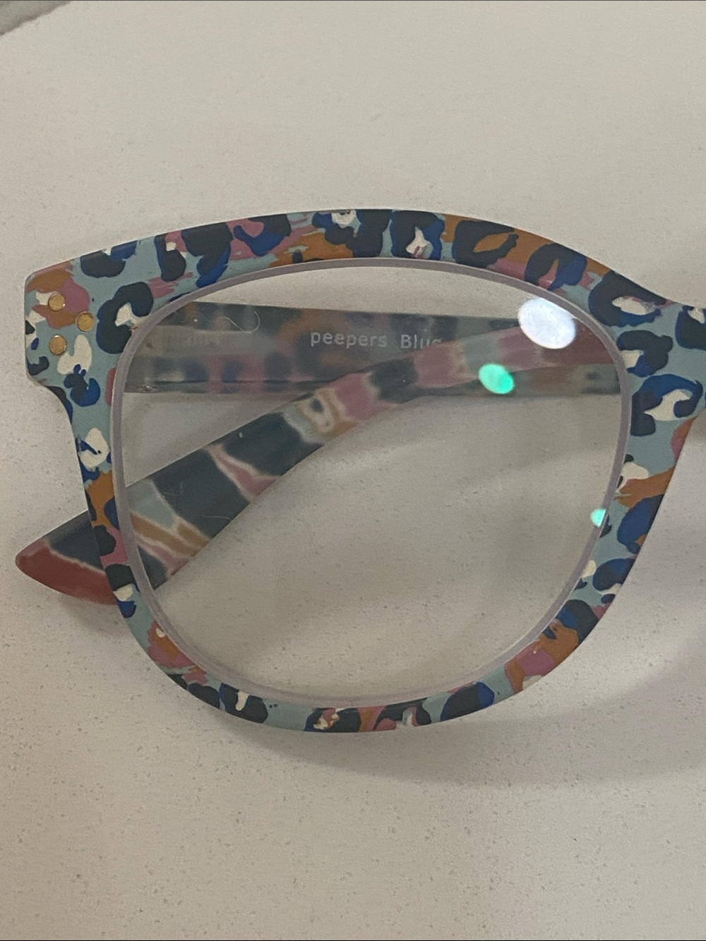Peppers blue light glass +2.50 Blue Multi Leopard Print Eyewear Frames - Picture 2 of 6